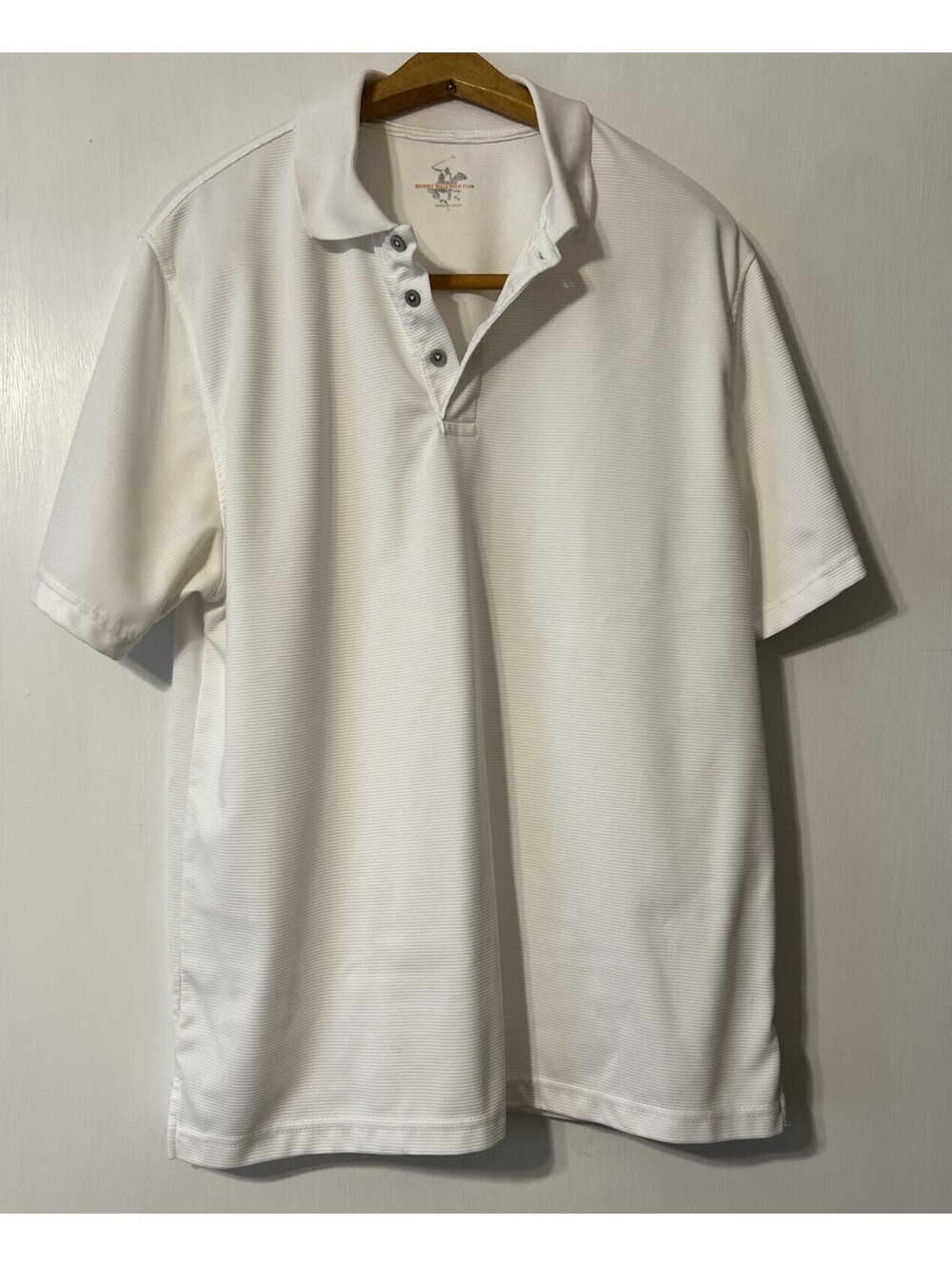 Beverly Hills Polo Club Polo Shirt Men Large White Solid Short Sleeve Colar